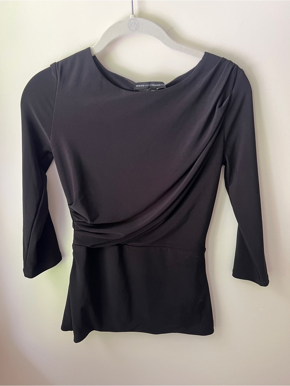 White House Black Market Black Side-Drape Long Sleeve Top